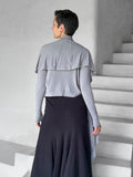 women's jersey light grey long sleeve convertible wrap jacket with thumbholes that can be worn 2 ways #color_stone