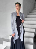 women's jersey light grey long sleeve convertible wrap jacket with thumbholes that can be worn 2 ways #color_stone