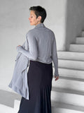 women's jersey light grey long sleeve convertible wrap jacket with thumbholes that can be worn 2 ways #color_stone