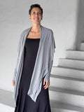 women's jersey light grey long sleeve convertible wrap jacket with thumbholes that can be worn 2 ways #color_stone
