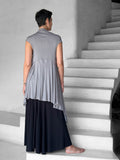 caraucci lightweight rayon jersey convertible gray wrap vest can be worn multiple ways #color_stone