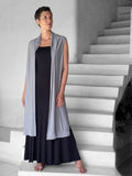 caraucci lightweight rayon jersey convertible gray wrap vest can be worn multiple ways #color_stone