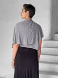 caraucci lightweight rayon jersey convertible gray wrap vest can be worn multiple ways #color_stone