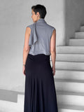 caraucci lightweight rayon jersey convertible gray wrap vest can be worn multiple ways #color_stone