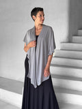 caraucci lightweight rayon jersey convertible gray wrap vest can be worn multiple ways #color_stone