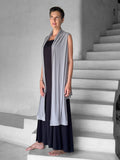 caraucci lightweight rayon jersey convertible gray wrap vest can be worn multiple ways #color_stone