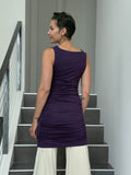 caraucci women's plant-based rayon jersey purple tunic with ruched sides #color_plum