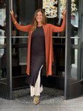 women's plant-based rayon jersey versatile rust long sleeve convertible wrap jacket with thumbholes that can be worn 2 ways #color_copper