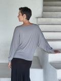caraucci women's plant-based lightweight rayon jersey light gray dolman long sleeve loose fit top #color_stone