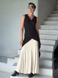 women's plant based rayon jersey one size adjustable hooded black wrap vest or top #color_black