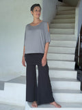 women's natural stretchy rayon jersey skirt-over flow pants #color_black