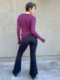 women's bamboo spandex full length black pants with two front and back pockets #color_black