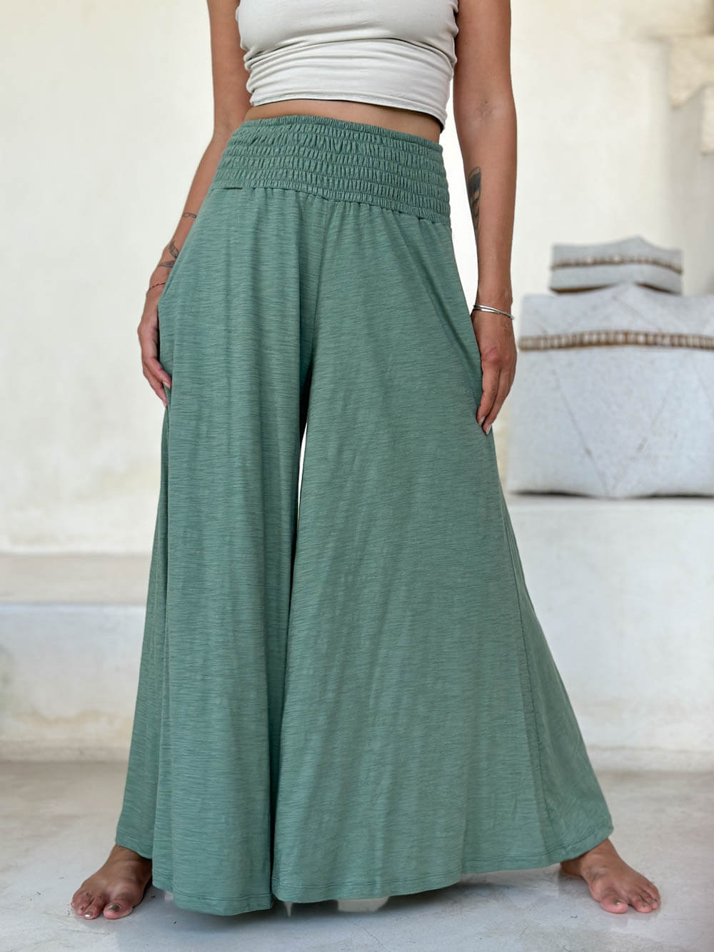 SOFT SURROUNDINGS Canna Pants Wide Leg Pull On Lightweight Flowy Size  XL(18) NWT