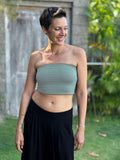 caraucci stretch jersey reversible sage green tube top #color_moss