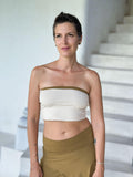 caraucci stretch jersey reversible cream and brass tube top #color_cream