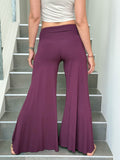 caraucci stretch jersey purple wide-leg side slit full-length flow pants #color_jam