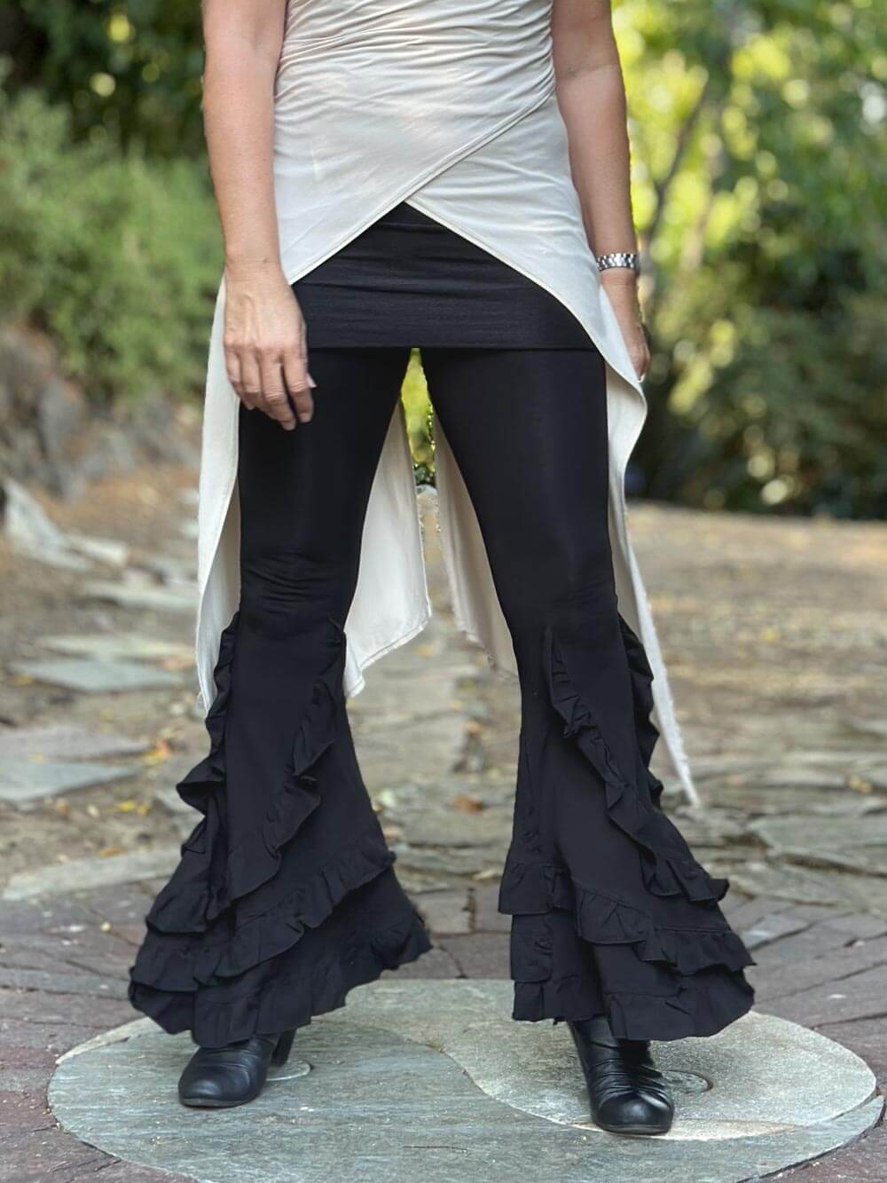 Black dance leggings with overskirt