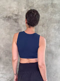 caraucci navy blue stretch jersey twist front bra top #color_navy