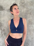 caraucci navy blue stretch jersey twist front bra top #color_navy