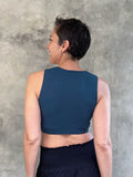 caraucci teal blue stretch jersey twist front bra top #color_teal