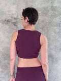caraucci plant-based rayon stretch jersey purple cross over v neck bra top #color_jam