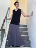 women's plant based rayon jersey stretchy steel grey hourglass convertible maxi skirt and dress #color_steel