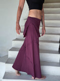 women's skirt-over purple wide leg pants with raised diagonal stitching #color_jam