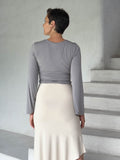 caraucci women's jersey steel light grey wrap shrug and top #color_stone