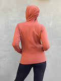 caraucci women's bamboo fleece orange zipper hoodie jacket with 2 front pockets #color_copper