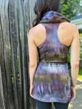 Small Ice Dyed Organic Cotton Racerback Cowl/Hooded Tunic