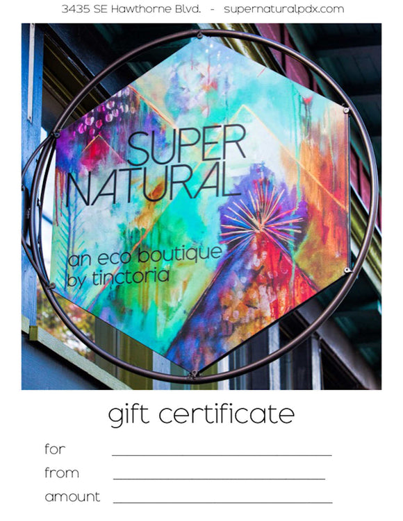 Super Natural Gift Card  (in store only)