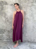 caraucci lightweight loose fit purple high neck maxi dress #color_jam