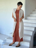 caraucci plant-based rayon jersey convertible cream wrap vest can be worn multiple ways #color_cream
