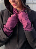 caraucci bamboo cotton fleece textured purple fingerless gloves #color_jam