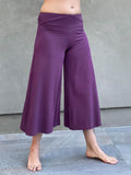 caraucci women's plant-based rayon jersey cropped purple wide leg pants #color_jam