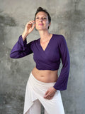 caraucci women's plant-based rayon jersey purple wrap shrug can also be worn as a top #color_plum