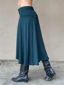 women's plant based rayon jersey stretchy purple midi skirt can also be worn as a dress #color_plum