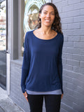 women's plant-based navy blue relaxed fit jersey long sleeve top #color_navy