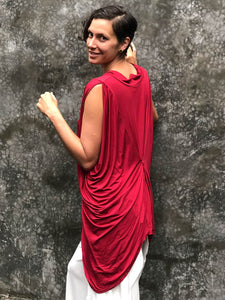 women's plant based rayon jersey loose fit maroon kaftan tunic #color_wine