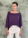 carauccI women's natural rayon jersey loose fit wide neck purple top  #color_plum