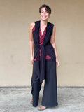caraucci plant-based rayon jersey convertible black wrap vest can be worn multiple ways #color_black