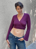 caraucci women's plant-based rayon jersey purple wrap shrug can also be worn as a top #color_jam
